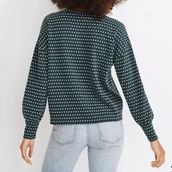 Madewell Floral Jacquard Puff-Sleeve Top in Green Lane - Picture 2 of 8